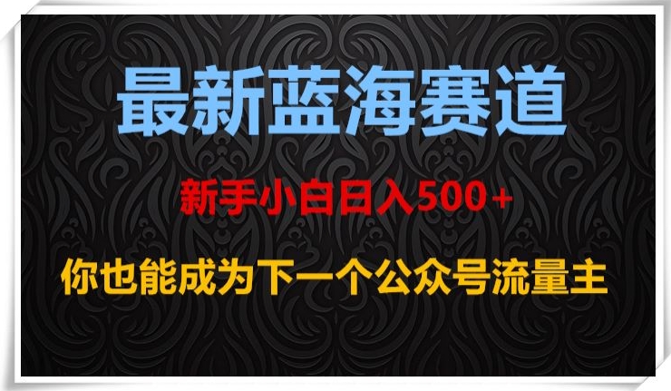 最新蓝海赛道，新手小白日入500 ，你也能成为下一个公众号流量主【揭秘】