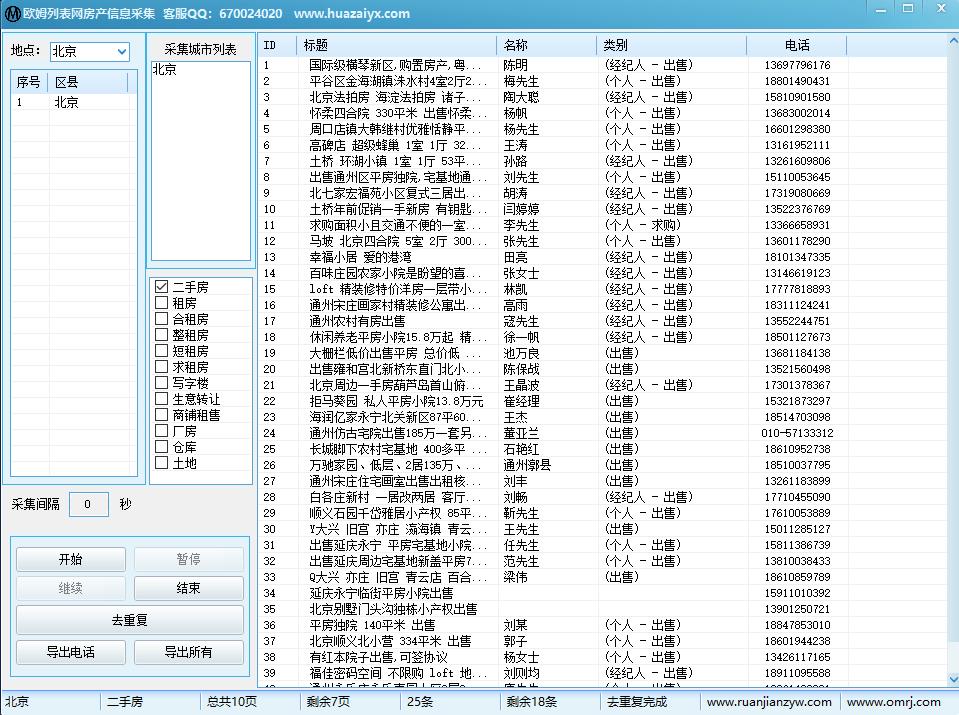 欧姆列表网房产信息采集1.0租房二手房房东信息采集-1