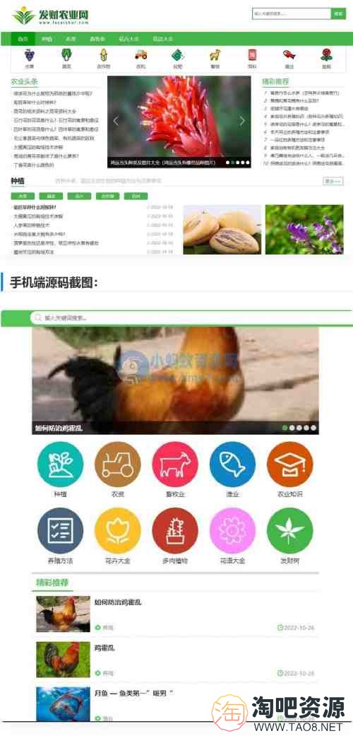 【仿发财农业网】 帝国cms7.5农业知识养殖技术花卉大全发财树栽培农机农作物模板-1