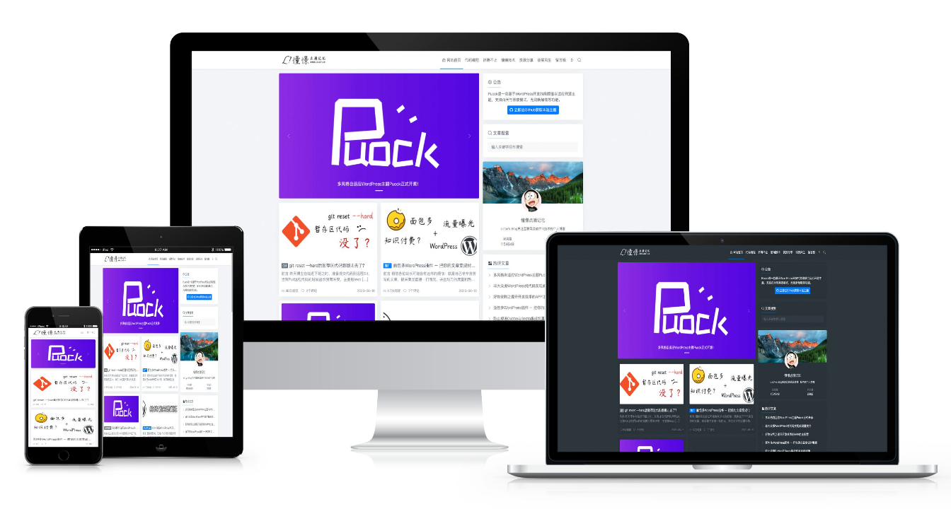wordpress主题 Puock Puock–一款高颜值的自适应主题-1