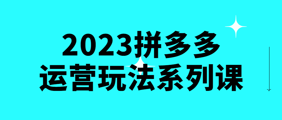2023拼多多运营玩法系列课-1 2023拼多多运营玩法系列课-1