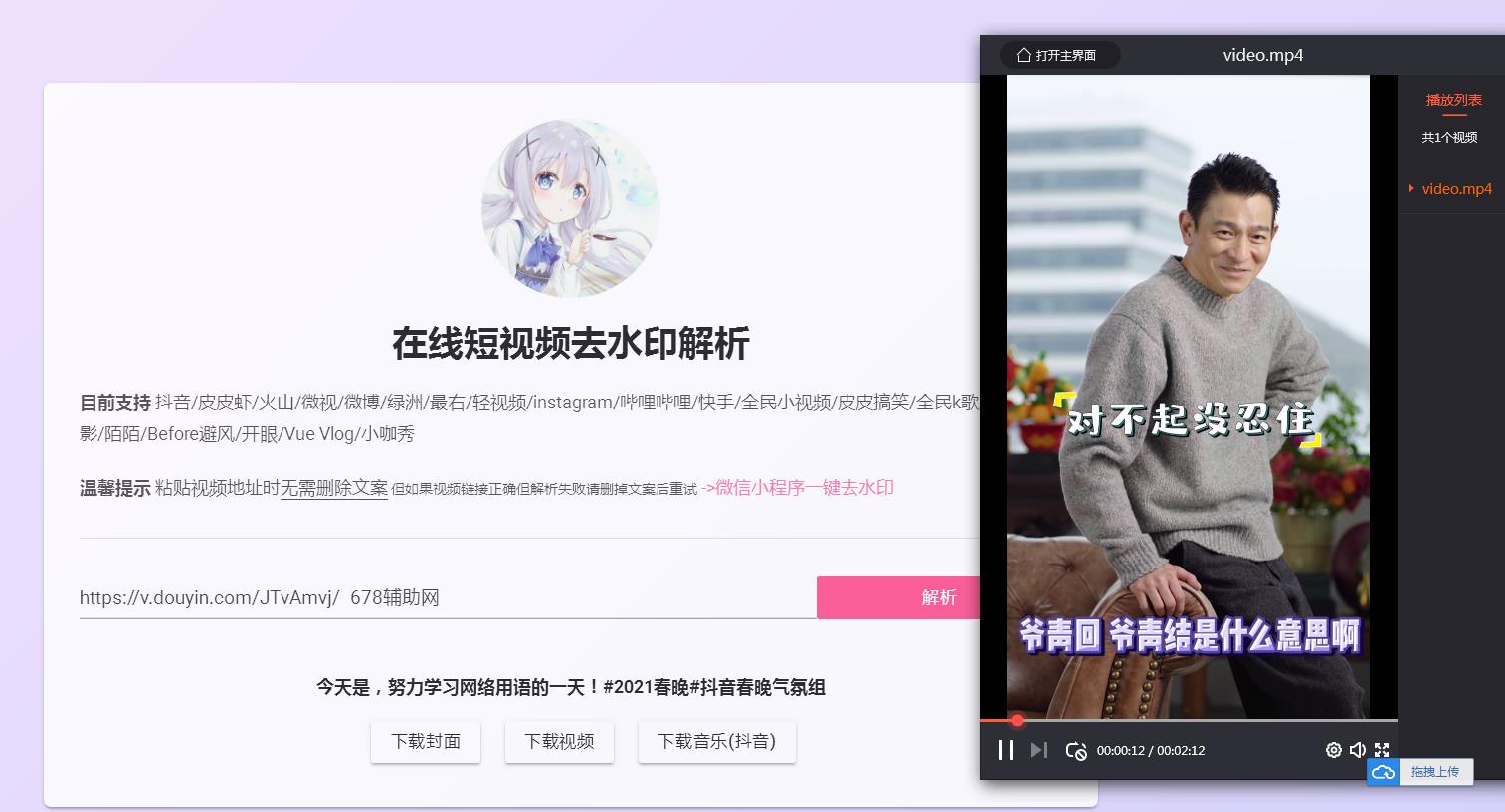好看短视频去水印网页源码+成品