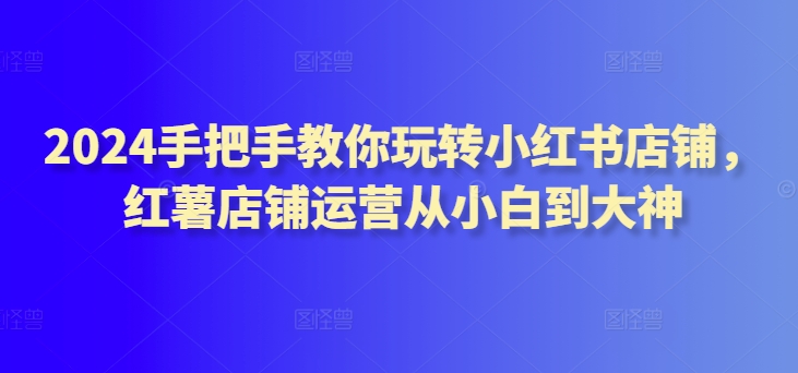 2024手把手玩转小红书店铺小白到大神