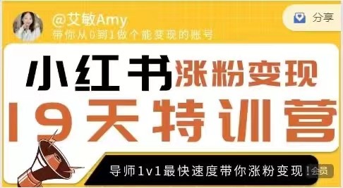 艾敏19天小红书涨粉变现特训营-第7期