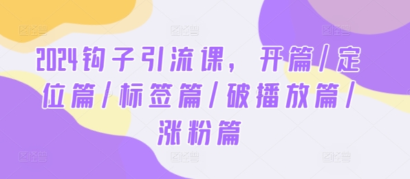 24钩子引流开课/定位/标签/破播放/涨粉篇