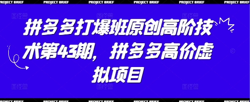 拼多多打爆班原创高阶技术第43期高价虚拟项目