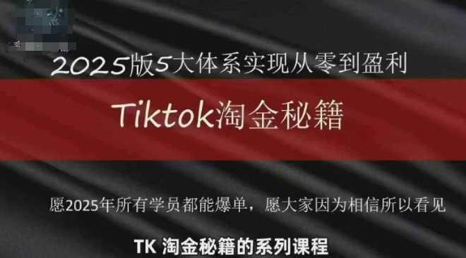 点击查看原图 TikTok跨境2025淘金秘籍TikTok从0到盈利变现