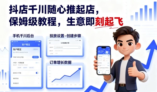 抖店千川随心推起店保姆级课生意即刻起飞