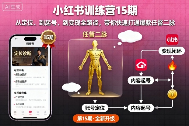 点击查看原图 小红书训练营15期从定位到起号到变现全路径