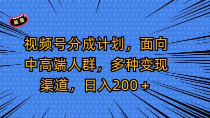 视频号分成计划，面向中高端人群，多种变现渠道，日入200＋-免费资源网-第16张图片