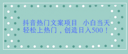 抖音热门文案项目/当天上热门/日入500！-免费资源网-第16张图片