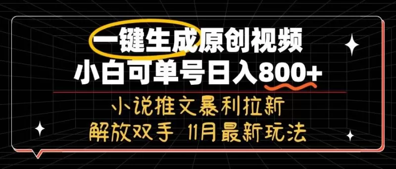 11月最新玩法小说推文暴利拉新，一键生成原创视频，小白可单号日入800+，解放双手-免费资源网-第15张图片
