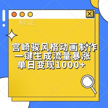 宫崎骏风格动画制作，一键生成流量暴涨，单日变现1000+-免费资源网-第16张图片