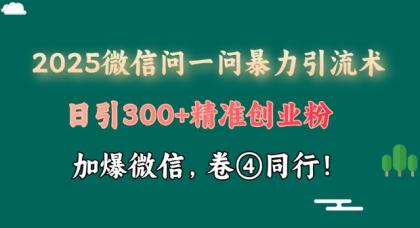 2025最新微信问一问暴力行为引流术揭密，日引300 自主创业粉，单日转现四位数-免费资源网-第16张图片