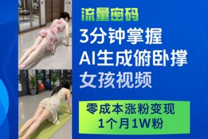3分钟掌握AI生成俯卧撑女孩视频，零成本涨粉变现，1个月1W粉-免费资源网-第13张图片