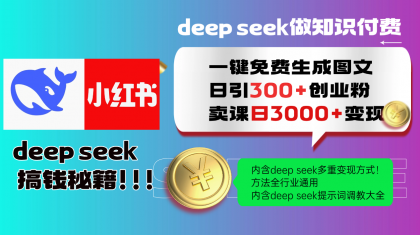 Deepseek 一键免费生成小红书图文日引300+创业粉，日变现3000+ 方法全行业通用-免费资源网-第13张图片