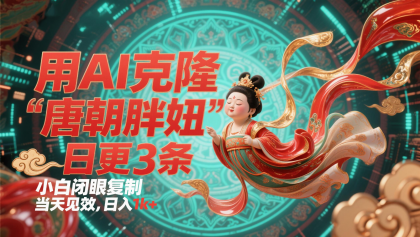 用AI克隆“唐朝胖妞”日更3条，平台疯狂推流，小白闭眼复制，当天见效，日入1k+-免费资源网-第13张图片