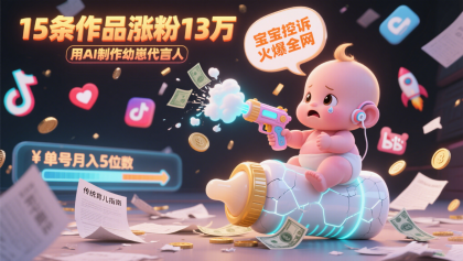 用AI制作幼崽代言人，宝宝的控诉火爆全网，15条作品涨粉13万，单号月入5位数实操教程-免费资源网-第18张图片